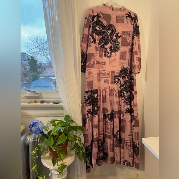 New Girl Order Newspaper Print Prairie Dress - Picture 4 of 5